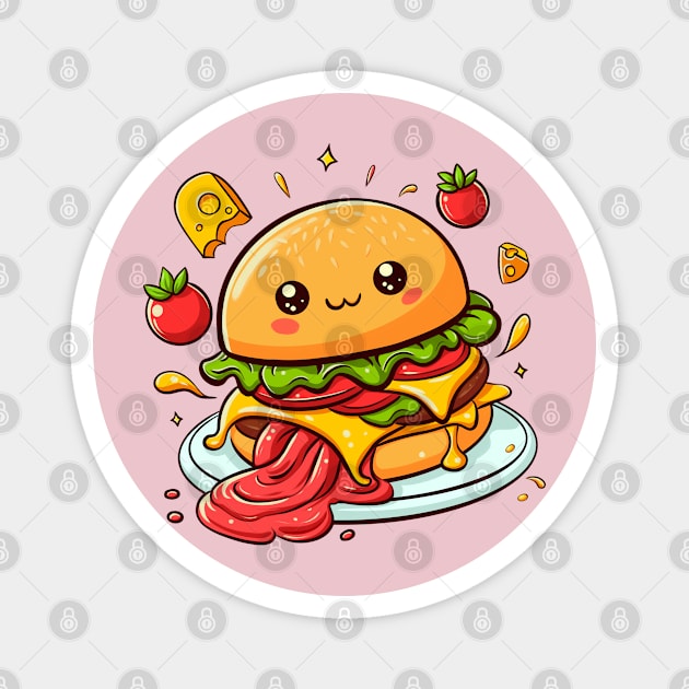 Kawaii burger with cheese Magnet by Verbinavision